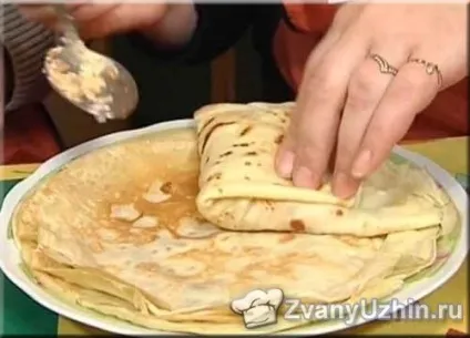 Млинці - по-уральських - з шинкою і помідорами (закуска) Млинці - по-уральських - з шинкою і помідорами