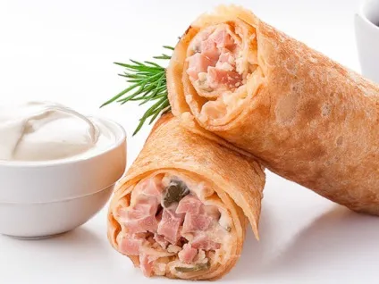Млинці з шинкою і сиром рецепти з фото, калорійність