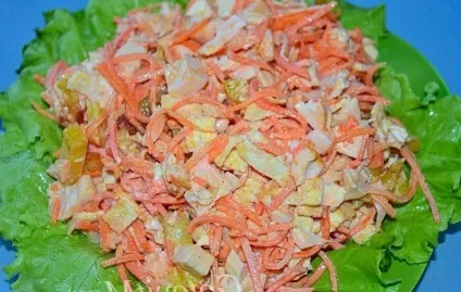 Салат з корейської моркви з куркою і кукурудзою - святкові рецепти 2017 роки (кукурудзою) Салат з корейської моркви з куркою і кукурудзою - святкові рецепти 2017 року