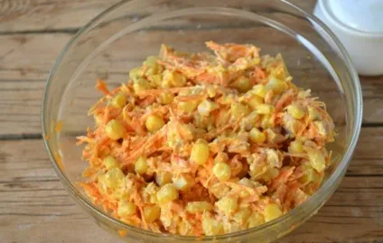 Салат з корейської моркви з куркою і кукурудзою - святкові рецепти 2017 роки (салат) Салат з корейської моркви з куркою і кукурудзою - святкові рецепти 2017 року