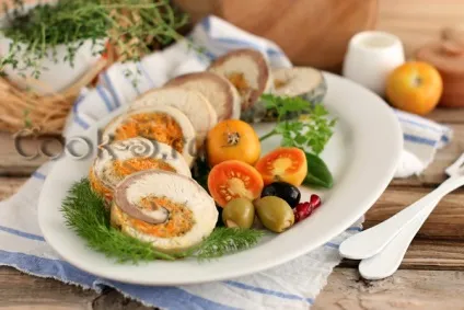 Рулет зі скумбрії з овочами і желатином - покроковий рецепт з фото, закуски (рулет з скумбрії з овочами і желатином фото) Рулет зі скумбрії з овочами і желатином - покроковий рецепт з фото, закуски