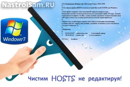 Як почистити hosts файл в windows 7 не редагуючи його вручну, налаштування обладнання (файл хостс) Як почистити hosts файл в windows 7 не редагуючи його вручну, налаштування обладнання
