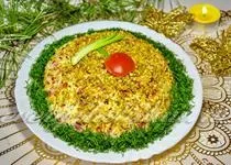 Салат - шапка Мономаха - з куркою фото рецепт (курка) Салат - шапка Мономаха - з куркою фото рецепт