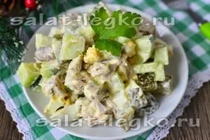 Салат з куркою, свіжим і маринованими огірками, рецепт (рецепт) Салат з куркою, свіжим і маринованими огірками, рецепт