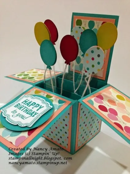 Як зробити stampin up, pop up- листівку з кульками на день народження (pop up листівка) Як зробити stampin up, pop up- листівку з кульками на день народження