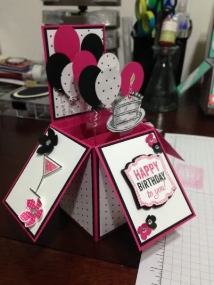 Як зробити stampin up, pop up- листівку з кульками на день народження (кульки) Як зробити stampin up, pop up- листівку з кульками на день народження