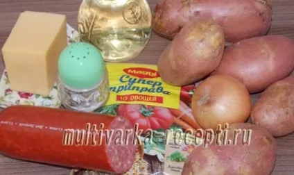 Картопля з ковбасою в мультиварці