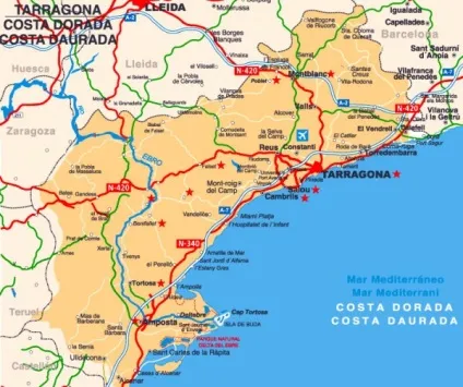 Коста Дорада на мапі іспанії, віртуальний туризм (коста) Коста Дорада на мапі іспанії, віртуальний туризм