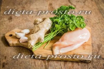 Курка, маринована з імбиром, зеленню і часником (часником) Курка, маринована з імбиром, зеленню і часником