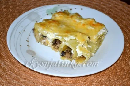 Макарони фаршировані грибами і куркою - рецепт з фото