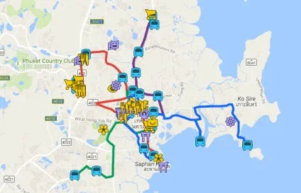 Маршрути міських автобусів на Пхукеті - фото, карта, розклад, пам'ятки, (маршрути) Маршрути міських автобусів на Пхукеті - фото, карта, розклад, пам'ятки,