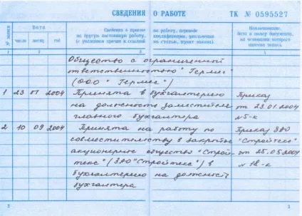 Зразок запису до трудової книжки працівника за сумісництвом (зразок запису в трудову книжку за сумісництвом) Зразок запису до трудової книжки працівника за сумісництвом