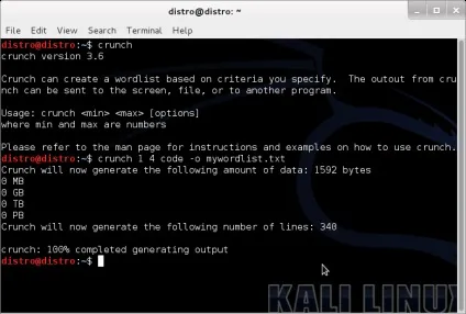 Створюємо wordlist з crunch