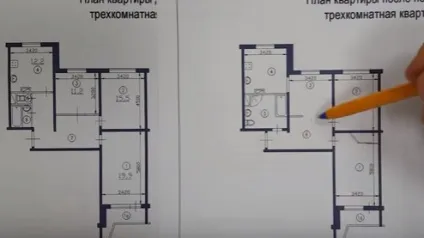 Перепланування трикімнатної квартири в будинку серії п-44 (перепланування) Перепланування трикімнатної квартири в будинку серії п-44