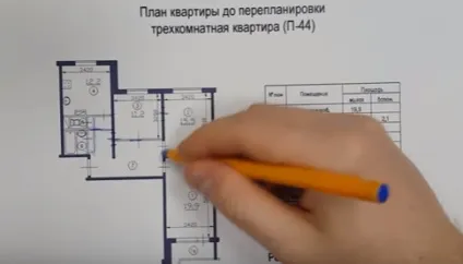 Перепланування трикімнатної квартири в будинку серії п-44 (трикімнатної) Перепланування трикімнатної квартири в будинку серії п-44