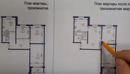 Перепланування трикімнатної квартири в будинку серії п-44 (п-44) Перепланування трикімнатної квартири в будинку серії п-44