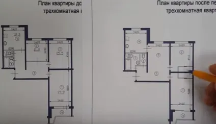 Перепланування трикімнатної квартири в будинку серії п-44 (квартири) Перепланування трикімнатної квартири в будинку серії п-44