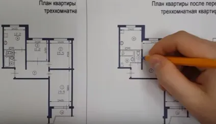 Перепланування трикімнатної квартири в будинку серії п-44 (серії) Перепланування трикімнатної квартири в будинку серії п-44