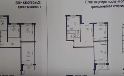 Перепланування трикімнатної квартири в будинку серії п-44 (отвір несучій стіні) Перепланування трикімнатної квартири в будинку серії п-44