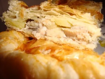 Пиріг з куркою і картоплею з листкового тіста рецепт з фото крок за кроком