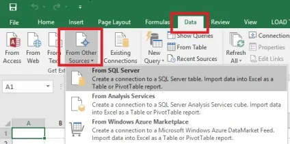 Підключення excel до бази даних sql, microsoft docs
