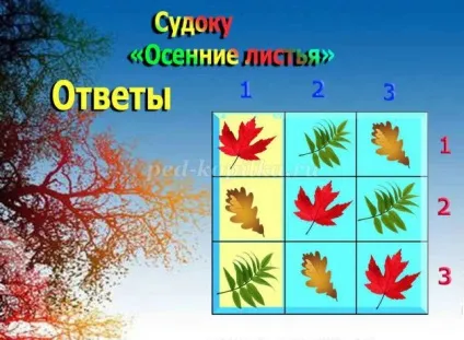 Судоку з відповідями для дітей 6-7 років на тему осінь (судоку) Судоку з відповідями для дітей 6-7 років на тему осінь