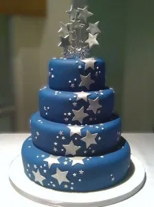 Синій весільний торт