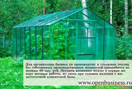 Свій бізнес виробництво і установка теплиць (установка) Свій бізнес виробництво і установка теплиць