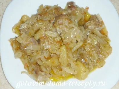 Тушкована картопля з м'ясом і капустою (картопля) Тушкована картопля з м'ясом і капустою