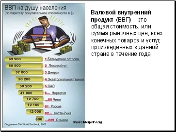 Валовий внутрішній продукт - презентація макроекономіка (всіх кінцевих товарів) Валовий внутрішній продукт - презентація макроекономіка