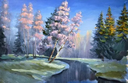 Весняний пейзаж мастихіном (пейзаж) Весняний пейзаж мастихіном