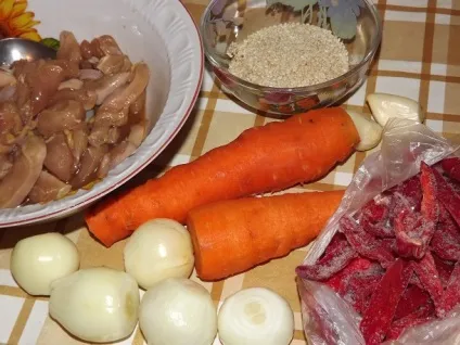 Печеня з курки з овочами, тільки по-східному (м'ясо і субпродукти) Печеня з курки з овочами, тільки по-східному