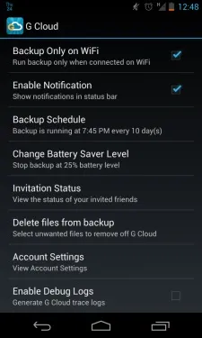 G cloud backup на відмінно впорається зі створенням резервних копій для вашого android пристрої - додатки