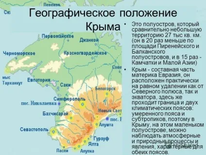 Географічне положення, площа криму (Азовське море дуже) Географічне положення, площа криму