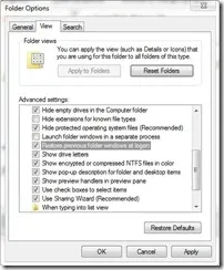 Як тримати вікна відкрийте провідник windows, після перезавантаження (windows) Як тримати вікна відкрийте провідник windows, після перезавантаження