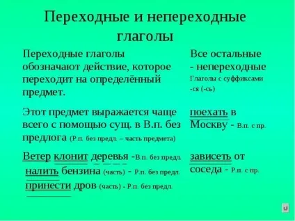 Як відрізнити перехідний дієслово від непереходного (різниця) Як відрізнити перехідний дієслово від непереходного