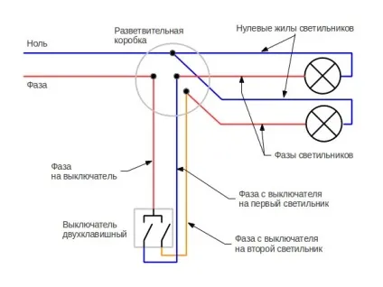 Як підключити двоклавішний вимикач світла (двоклавішний) Як підключити двоклавішний вимикач світла
