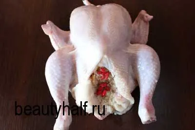 Курка в духовці з яблуками і рисом прекрасна половина (курка) Курка в духовці з яблуками і рисом прекрасна половина