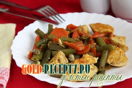 Курка тушкована з стручкової квасолею (квасоля з м'ясом) Курка тушкована з стручкової квасолею