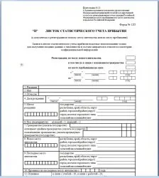 Листок статистичного обліку прибуття
