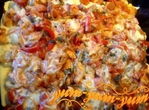 Запіканка з кольорової капусти з куркою (кольоровий) Запіканка з кольорової капусти з куркою