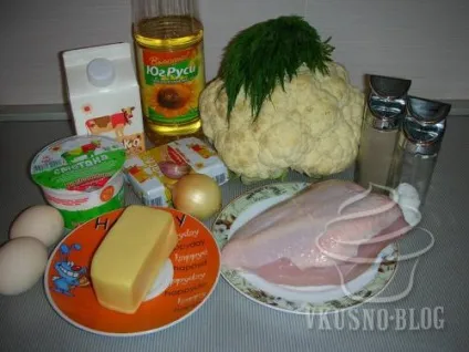 Запіканка з кольорової капусти з курячим філе - рецепт з фото (кольоровий) Запіканка з кольорової капусти з курячим філе - рецепт з фото