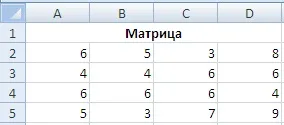 Визначник матриці в excel