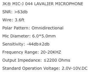 Петличний мікрофон jk mic-j 044