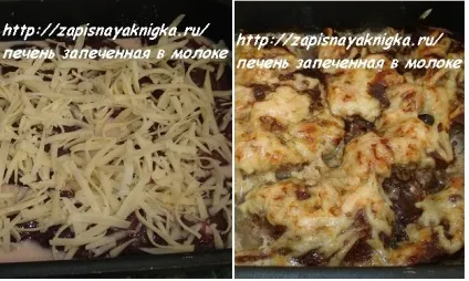 Печінка запечена в молоці з сиром (печінка ніжна) Печінка запечена в молоці з сиром