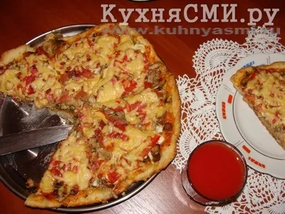 Піца з грибами та куркою (Піца грибами куркою) Піца з грибами та куркою