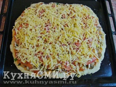 Піца з грибами та куркою (куркою) Піца з грибами та куркою