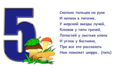 Про цифру 5 для дошкільнят вірші, загадки (цифру) Про цифру 5 для дошкільнят вірші, загадки