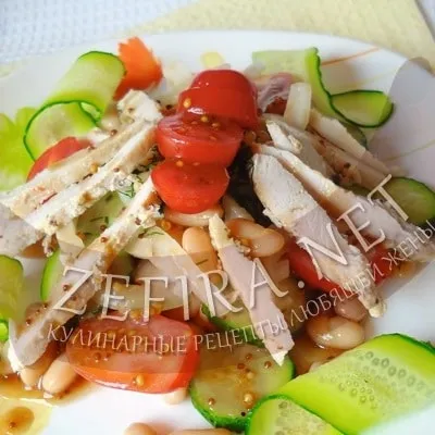 Салат з квасолею, куркою, помідором і огірком - кулінарні рецепти люблячої дружини (огірок) Салат з квасолею, куркою, помідором і огірком - кулінарні рецепти люблячої дружини