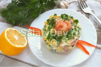 Салат з креветками і ананасом - вишукану страву рецепт з фото і відео